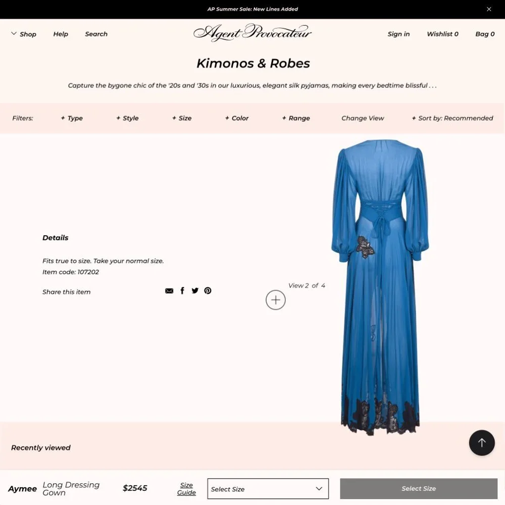 $2545 NWT Current Collection Agent Provocateur Aymee Silk Lace Kimono Robe Dress - Picture 3 of 14